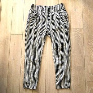 Free People Boho Striped Pants in Black & White Size 0